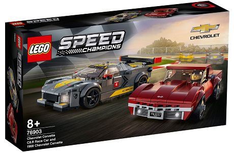 Lego Speed Champions 76903 Chevrolet Corvette C8.R Race Car and 1968 Chevrolet Corvette